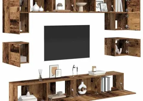 Set comodă TV 8 pcs Lemn vechi 100 x 30 x 30 cm Lemn compozit - 3/5