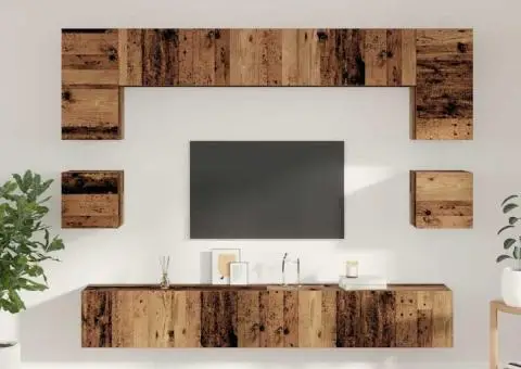 Set comodă TV 8 pcs Lemn vechi 100 x 30 x 30 cm Lemn compozit - 4/5