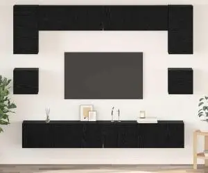 vidaXL Set comodă TV 8 pcs Stejar negru 100 x 30 x 30 cm Lemn compozit