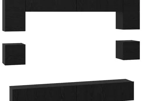 Set comodă TV 8 pcs Stejar negru 100 x 30 x 30 cm Lemn compozit - 2/5