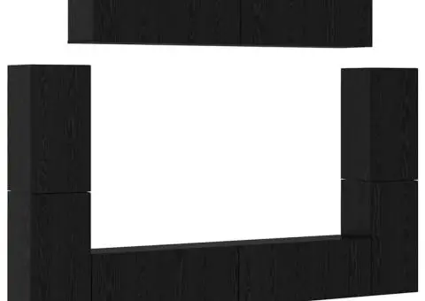 Set comodă TV cu raft 8 pcs Stejar negru 80 x 30 x 30.5 cm - 2/5