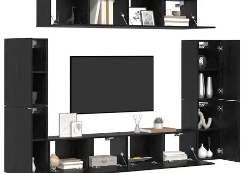 Set comodă TV cu raft 8 pcs Stejar negru 80 x 30 x 30.5 cm - 3/5