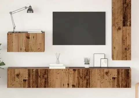 Set comodă TV 4 pcs Lemn vechi 30.5 x 30 x 110 cm Lemn compozit - 1/5