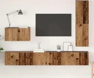 vidaXL Set comodă TV 4 pcs Lemn vechi 30.5 x 30 x 110 cm Lemn compozit