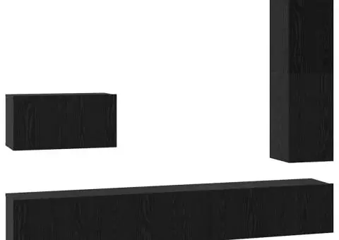 Set comodă TV cu raft Altele 4 pcs Stejar negru 30.5 x 30 x 110 cm - 2/5