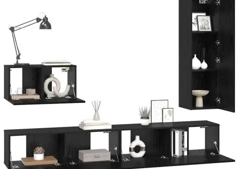 Set comodă TV cu raft Altele 4 pcs Stejar negru 30.5 x 30 x 110 cm - 3/5