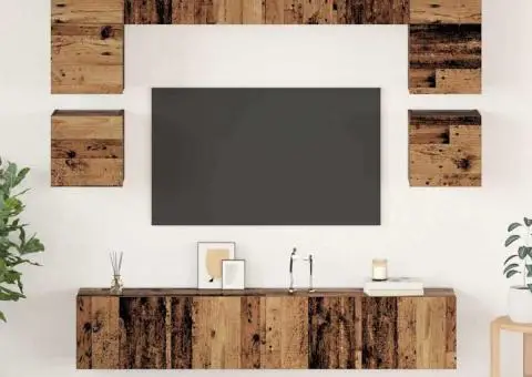 Set comodă TV 8 pcs Lemn vechi 80 x 30 x 30 cm Lemn compozit - 1/5