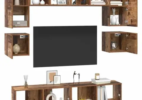 Set comodă TV 8 pcs Lemn vechi 80 x 30 x 30 cm Lemn compozit - 3/5