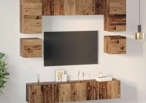 Set comodă TV 8 pcs Lemn vechi 80 x 30 x 30 cm Lemn compozit - 4/5