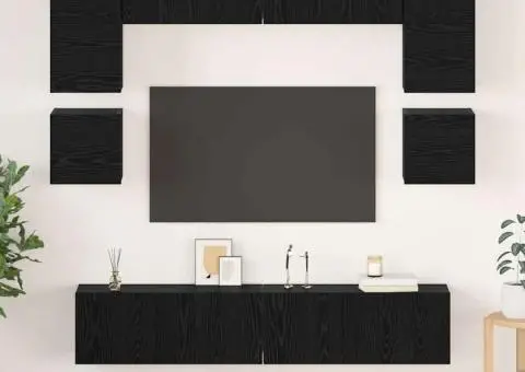 Set comodă TV 8 pcs Stejar negru 80 x 30 x 30 cm Lemn compozit - 1/5