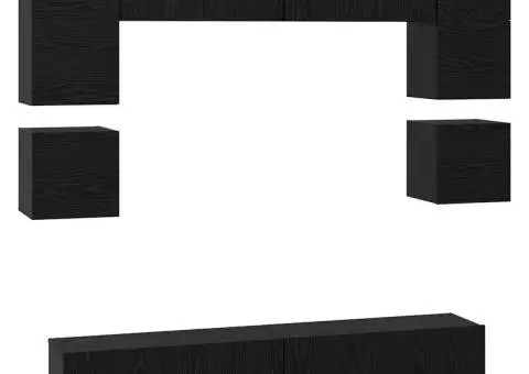 Set comodă TV 8 pcs Stejar negru 80 x 30 x 30 cm Lemn compozit - 2/5