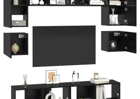 Set comodă TV 8 pcs Stejar negru 80 x 30 x 30 cm Lemn compozit - 3/5