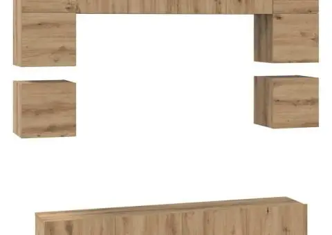 Set comodă TV cu raft Pe perete Altele 8 pcs stejar artizanal 80 x 30 x 30 cm - 2/5