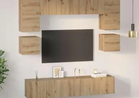 Set comodă TV cu raft Pe perete Altele 8 pcs stejar artizanal 80 x 30 x 30 cm - 4/5
