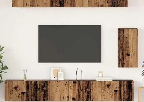 Set comodă TV 6 pcs Lemn vechi Standard Mediu Lemn compozit - 1/5