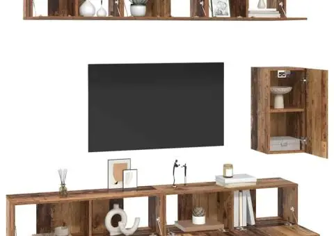 Set comodă TV 6 pcs Lemn vechi Standard Mediu Lemn compozit - 3/5