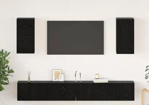 Dulap pentru TV pe Perete 6 pcs Stejar negru Lemn compozit - 1/5