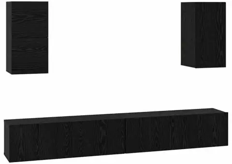 Dulap pentru TV pe Perete 6 pcs Stejar negru Lemn compozit - 2/5