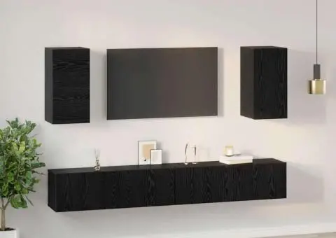 Dulap pentru TV pe Perete 6 pcs Stejar negru Lemn compozit - 4/5