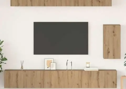 Set comodă TV 6 pcs stejar artizanal Mediu Lemn compozit - 1/5