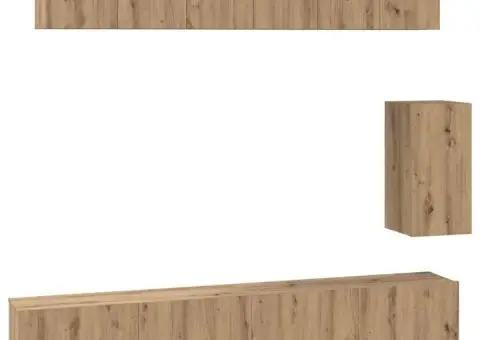 Set comodă TV 6 pcs stejar artizanal Mediu Lemn compozit - 2/5