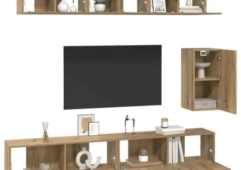 Set comodă TV 6 pcs stejar artizanal Mediu Lemn compozit - 3/5