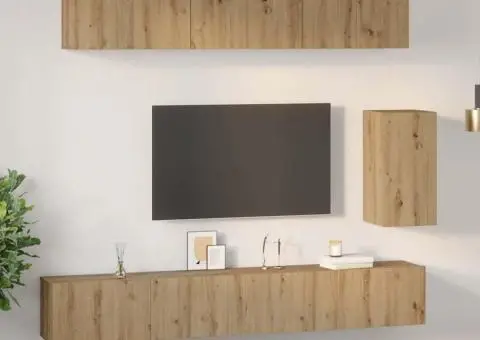 Set comodă TV 6 pcs stejar artizanal Mediu Lemn compozit - 4/5