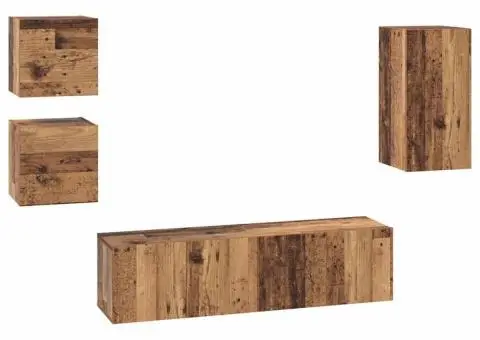 Set comodă TV 5 pcs Lemn vechi 30.5 x 30 x 60 cm Lemn compozit - 2/5