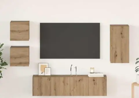 Set comodă TV cu raft 5 pcs stejar artizanal 30.5 x 30 x 60 cm - 1/5