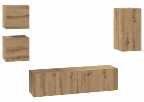 Set comodă TV cu raft 5 pcs stejar artizanal 30.5 x 30 x 60 cm - 2/5