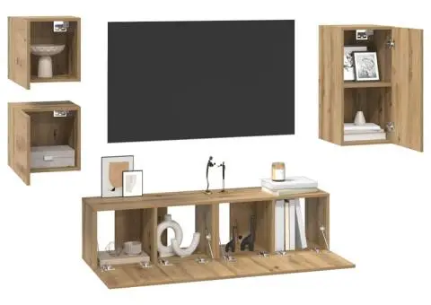 Set comodă TV cu raft 5 pcs stejar artizanal 30.5 x 30 x 60 cm - 3/5