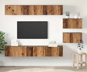 vidaXL Set comodă TV 8 pcs Lemn vechi 60 x 30 x 30.5 cm Lemn compozit