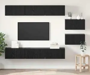vidaXL Set comodă TV Pe perete 8 pcs Stejar negru 60 x 30 x 30.5 cm