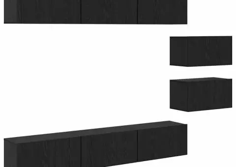 Set comodă TV Pe perete 8 pcs Stejar negru 60 x 30 x 30.5 cm - 2/5