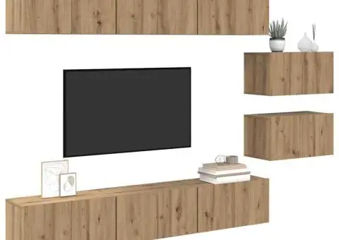 Set comodă TV 8 pcs stejar artizanal 60 x 30 x 30.5 cm - 3/5