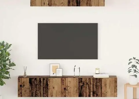 Set dulap TV Pe perete Altele cu depozitare cu ușă 4 pcs Lemn vechi Mediu Lemn compozit - 1/5