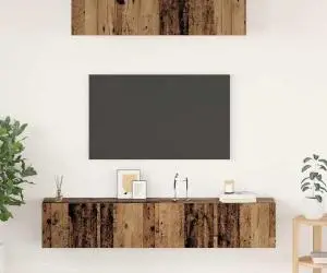 vidaXL Set dulap TV Pe perete Altele cu depozitare cu ușă 4 pcs Lemn vechi Mediu Lemn compozit