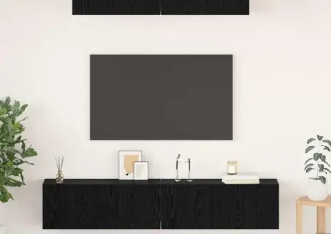 Dulap pentru TV pe Perete Altele cu depozitare cu ușă 4 pcs Stejar Negru - 1/5