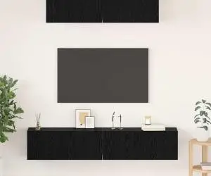 vidaXL Dulap pentru TV pe Perete Altele cu depozitare cu ușă 4 pcs Stejar Negru
