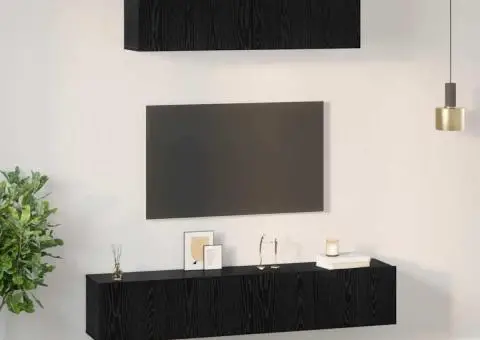 Dulap pentru TV pe Perete Altele cu depozitare cu ușă 4 pcs Stejar Negru - 4/5