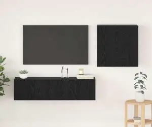 vidaXL Set Dulap TV cu raft cu depozitare cu ușă 4 pcs Stejar negru 120 x 30 x 30 cm