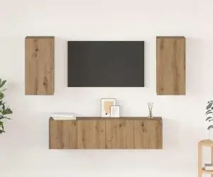 vidaXL Set comodă TV cu raft Pe perete 4 pcs stejar artizanal 60 x 30 x 30 cm