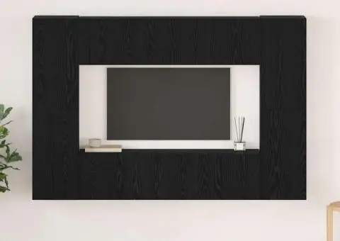 Set comodă TV cu raft 8 pcs Stejar negru 181 x 30 x 120 cm - 1/5