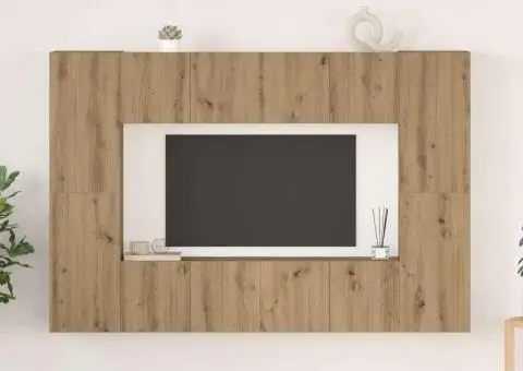 Set comodă TV cu raft Pe perete 8 pcs stejar artizanal 60 x 30 x 30 cm - 1/5