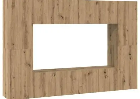 Set comodă TV cu raft Pe perete 8 pcs stejar artizanal 60 x 30 x 30 cm - 2/5