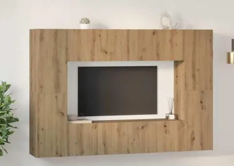 Set comodă TV cu raft Pe perete 8 pcs stejar artizanal 60 x 30 x 30 cm - 4/5