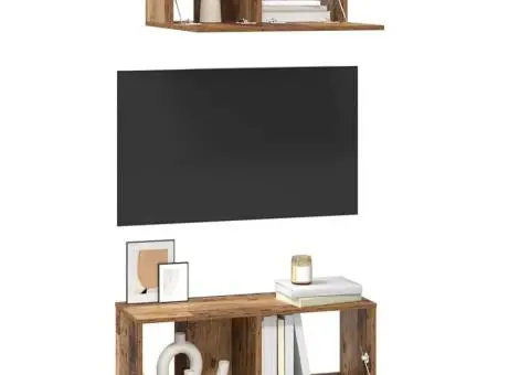 Set dulap TV 2 pcs Lemn vechi 80 x 30 x 30 cm Lemn compozit - 3/5