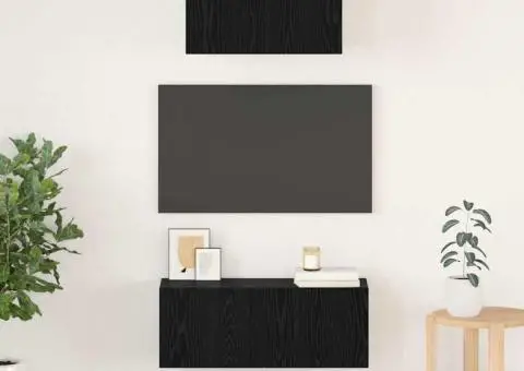 Set comodă TV 2 pcs Stejar negru 80 x 30 x 30 cm Lemn compozit - 1/5