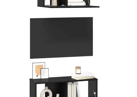 Set comodă TV 2 pcs Stejar negru 80 x 30 x 30 cm Lemn compozit - 3/5