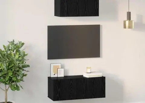 Set comodă TV 2 pcs Stejar negru 80 x 30 x 30 cm Lemn compozit - 4/5